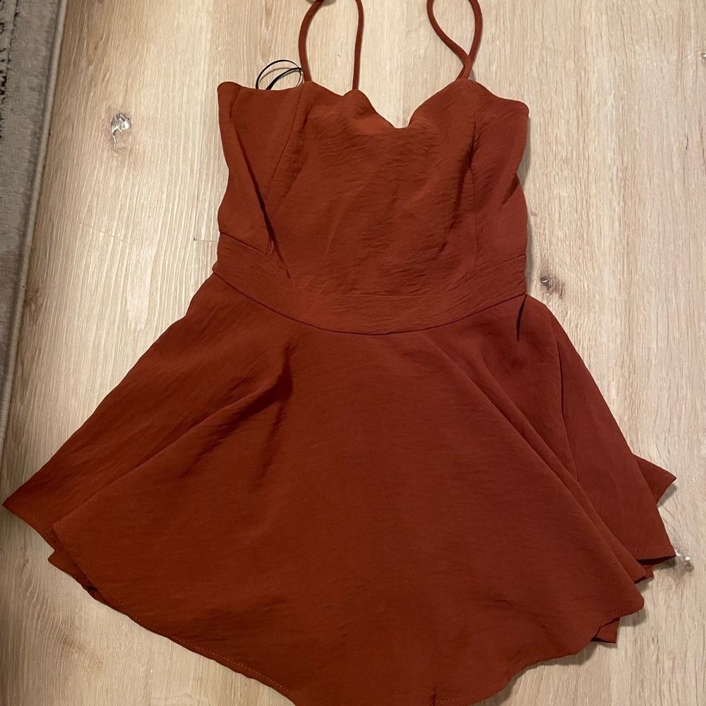 Lovely Day Terracotta Strappy Romper Dress